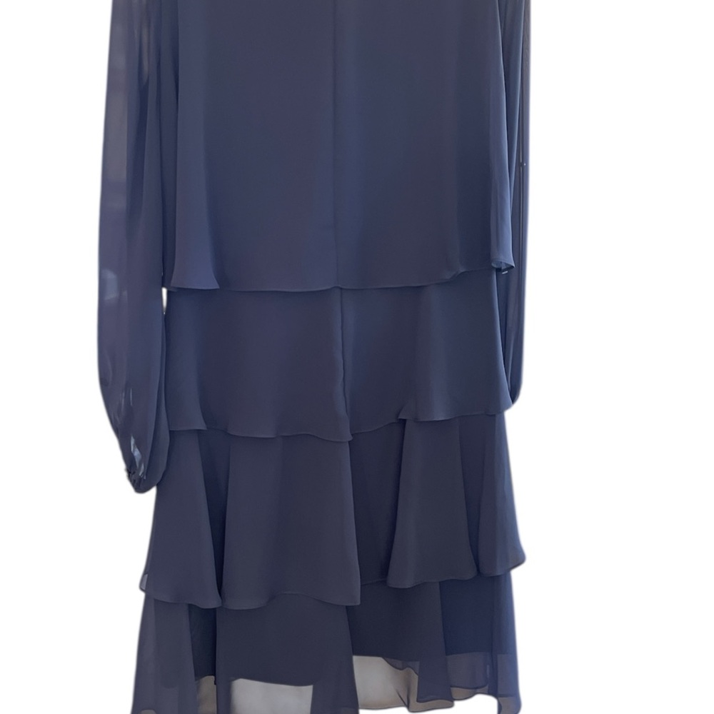 SLNY fashions New York cocktail dress size 8 chiffon a line tiered embellished - Picture 3 of 6